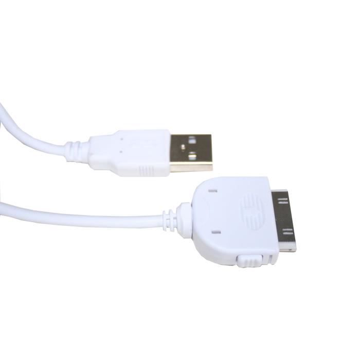Câble USB - iPhone 4, iPhone 4S, iPad 2 & iPad 3 - Blanc - Cdiscount  Informatique
