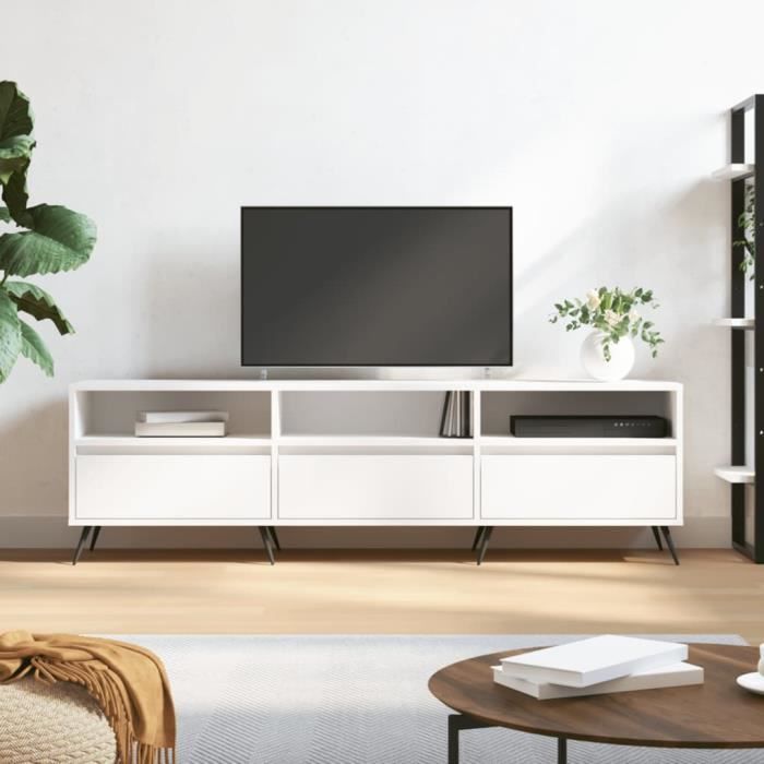 vidaXL Meuble TV blanc 150x30x44 5 cm bois dingénierie 831252