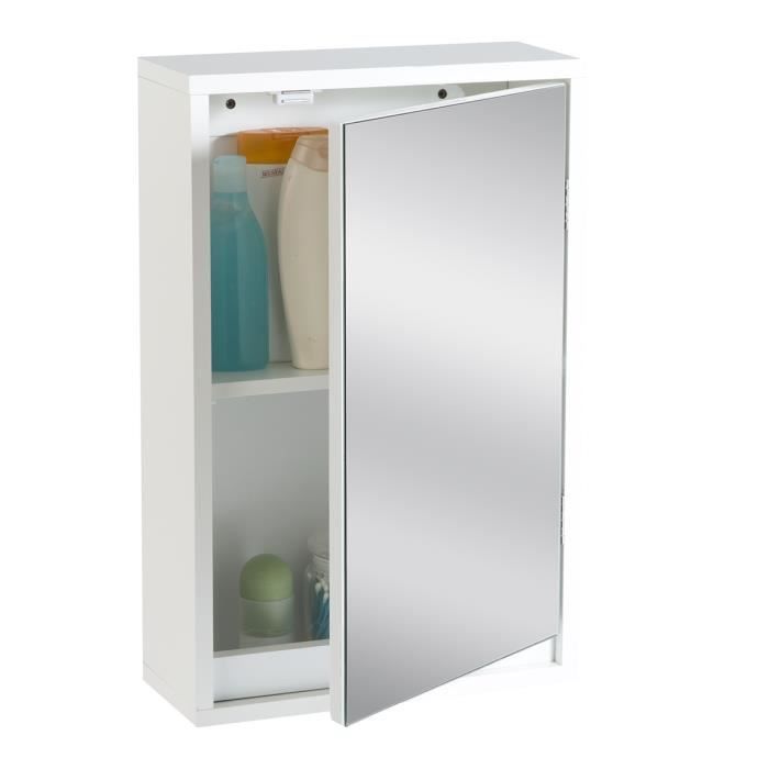 Armoire A Pharmacie Blanche Avec Miroir 1 Porte Et 1 Etagere Blanc