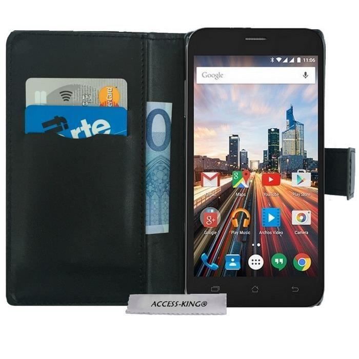 Housse Livre Flipcover Pour Archos 50b Cobalt Lite - Coque Portefeuille, Noire, Neuve