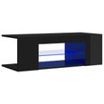 5183Neuve- TV Stand - Table de Salon Moderne,Meuble TV Scandinave,Meuble HI-FI avec lumières LED Noir brillant 90x39x30 cm-1