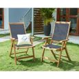 Lot de 2 fauteuils de jardin pliants en bois d'acacia FSC et textilène - Gris-1