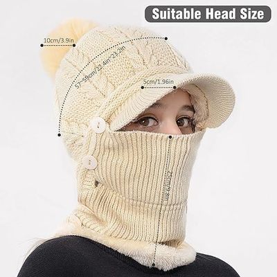 Bonnet D'hiver Femme Avec Visière Et Doublure Polaire - Taille Unique (54-62 Cm), Acrylique, Large Bord 6 Cm, élégant Et Chaud - 3