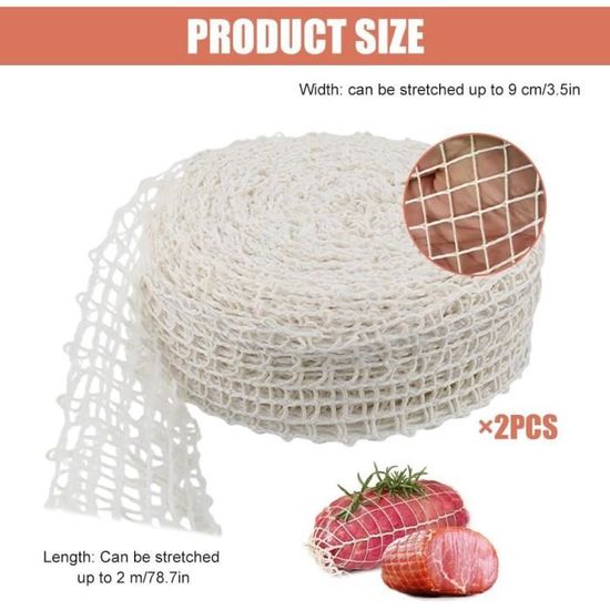 Filet De Boucher élastique 2 Pièces - Filet à Fumer Pour Jambon, Rôtis Et Saucisses, Polyester 4.5cm X 3m
