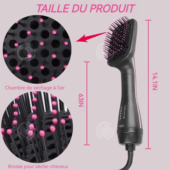Brosse à Air Chaud Lissante Chauffante Electrique - Noir - 3 en 1 - Femme - Electroménager Brosse à Air Chaud Lissante Chauffante Electrique - Noir - 3 en 1 - Femme - Electroménager