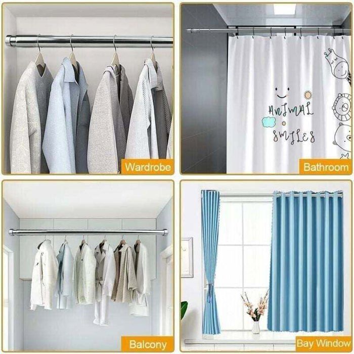 Barre De Penderie Extensible 47 à 80 Cm En Acier Inoxydable - Tringle Télescopique Anticorrosion Pour Armoire, Salle De Bain, Cuisine