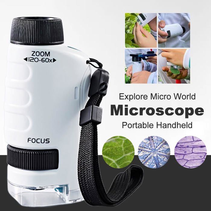 Microscope De Poche à éclairage LED 60-120x, Microscope Portable Pour Enfants Mini Microscope Adapte Aux Laboratoires Scientifiques Etudiants 91732128