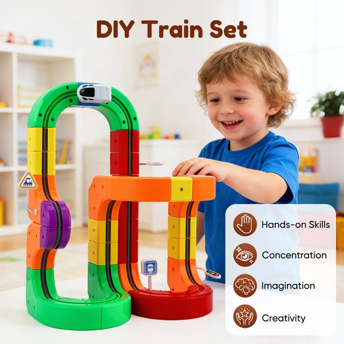 Couleur N Ensemble de Train électrique RC, Locomotive à fente magnétique moulée, jouet adapté au
