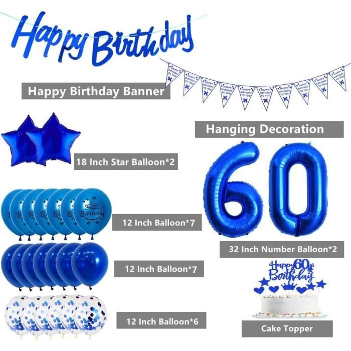 Table Anniversaire 60 Ans Chic Déco Anniversaire 60 Ans - Ballons, Rideaux Et Bannière - Style élégant Décoration Anniversaire 60 Ans Fille