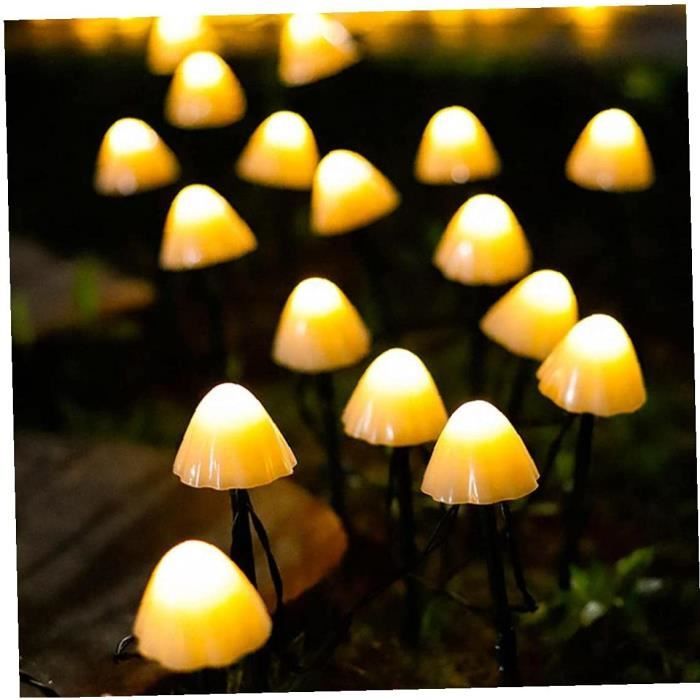 Guirlande Lumineuse Solaire Champignon 6 LED - Décoration Jardin Extérieure Étanche