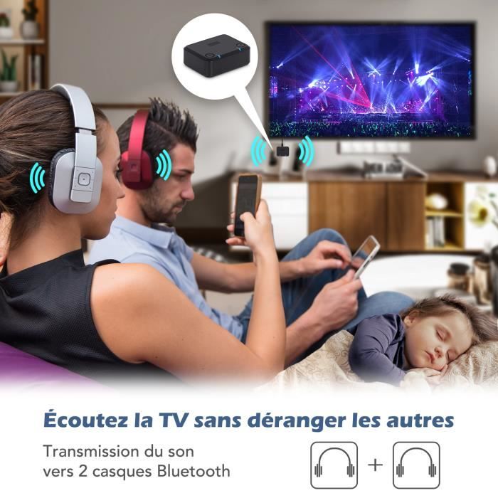 Adaptateur Bluetooth TV HD pour 2 - AUGUST MR270 - Transmetteur Émetteur du  son TV HD vers deux casques Bluetooth - RCA Optique Jack - Cdiscount TV Son  Photo