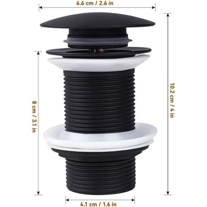 Bonde De Lavabo Noir Avec Trop-Plein Bonde Pop-up Automatique En