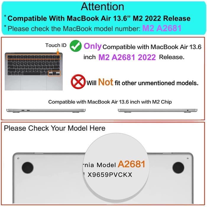 MOSISO Protection Clavier Silicone MacBook Air 13.6 M2 A2681 & MacBook Pro 14/16 - Hydrofuge Violet Clair