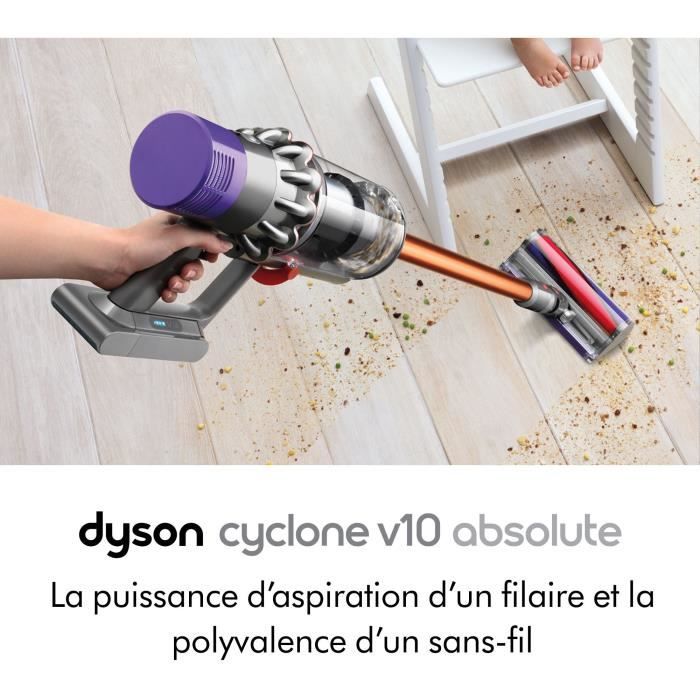 DYSON V10 Absolute Aspirateur Balai sans fil 525 Watts Jusqu
