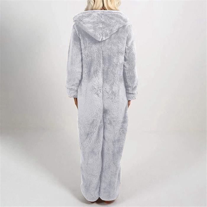 Combinaison pyjama à capuche gris femme