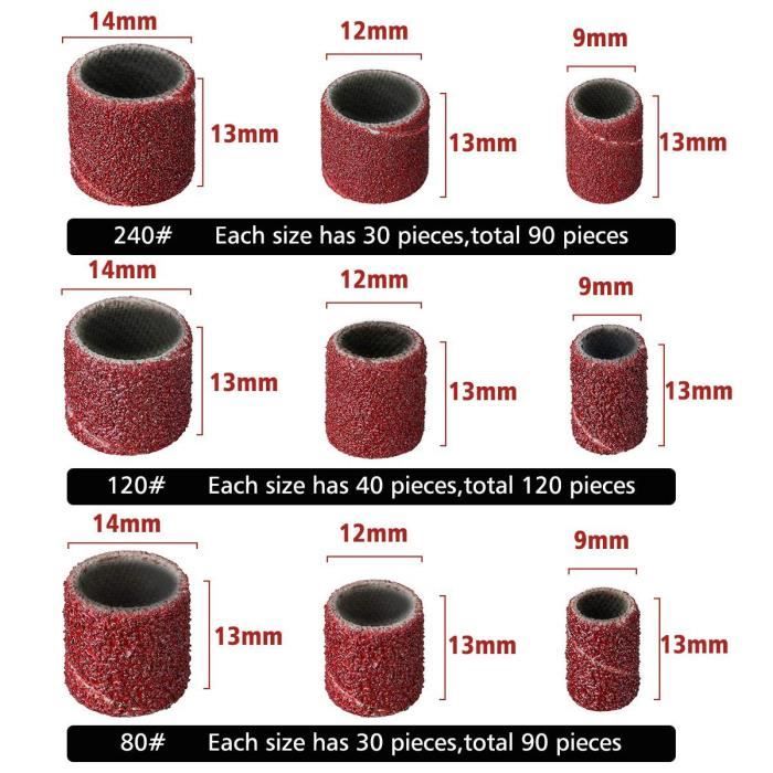 20 Pièces Kit Manchons Abrasifs Pour Ponceuse - Tambours Caoutchouc 1/2