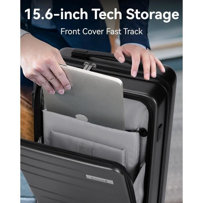 Valise à main PC valise à roulettes rigide avec 4 roulettes doubles pivotantes et serrure TSA