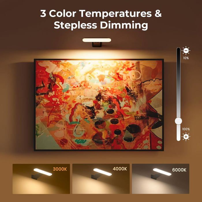 Lampe Pour Tableau Sans Fil Applique Murale LED WILLED Rechargeable - 5W Avec Télécommande - Éclairage Tableau éclairage LED Rechargeable