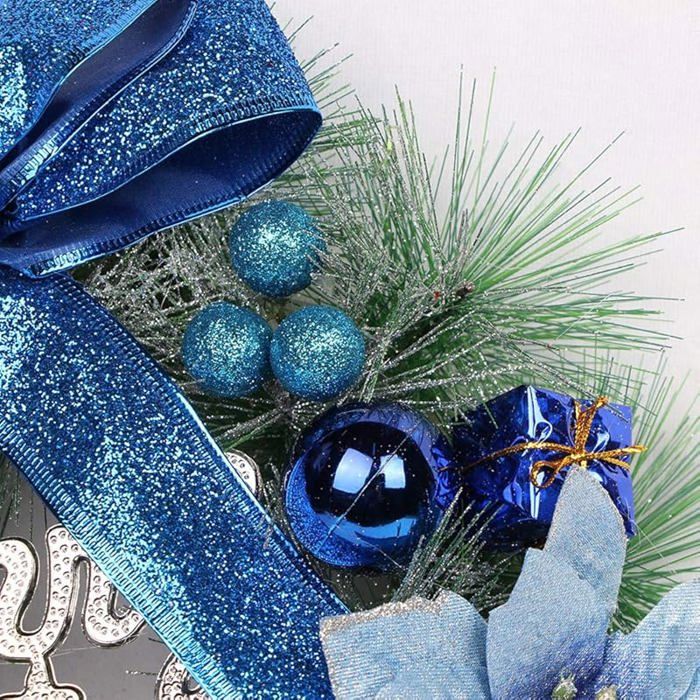 Lot De 60 Nœuds De Noël Bleus Avec Attaches Torsadées, Ornements En Tissu Pour Sapin De Noël, Décorations De Vacances, Emballage Cadeau, 6,9 X 5,5 X 0,5 Cm