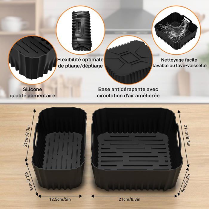 Kit 22 Accessori Per Airfryer Philips Dual Basket Serie 3000-5000 – Stampi In Silicone, Griglia E Pinze Per 6L/3L