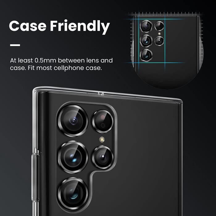 wlooo Verre Trempé pour Samsung Galaxy S22 Ultra Caméra Protecteur