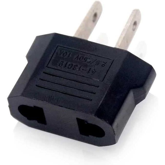 Adaptateur Prise France Vers USA – 4 Pièces, Voyage, Convertisseur US/EU Universel (Noir/Blanc) - 5