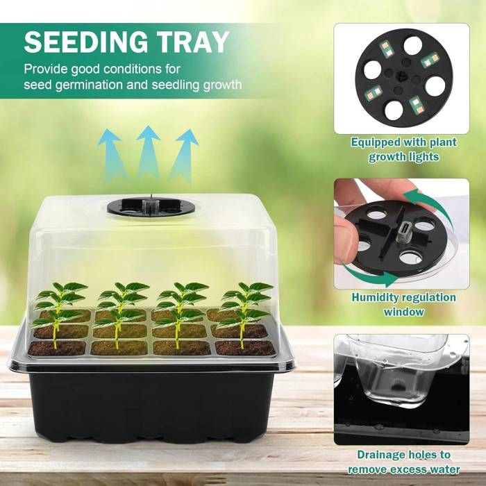 Mini Serre Pour Semis Interieur Kit 6 Mini Serres Avec Couvercle - 72 Cellules Pour Semis Jardin - Plateau Culture Légumes & Plantes Kit Culture Intérieur Mini Serre Pour Semis Interieur Kit 6 Mini Serres Avec Couvercle - 72 Cellules Pour Semis Jardin - Plateau Culture Légumes & Plantes Kit Culture Intérieur