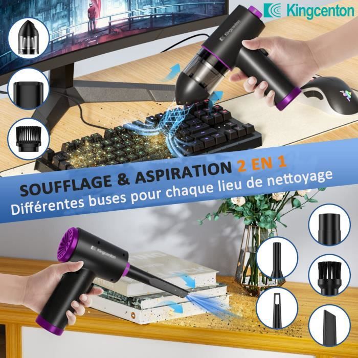Dépoussiéreur Électrique Sans Fil Souffleur Air Comprimé 6 Buses - Nettoyage Clavier PC Appareils Photo