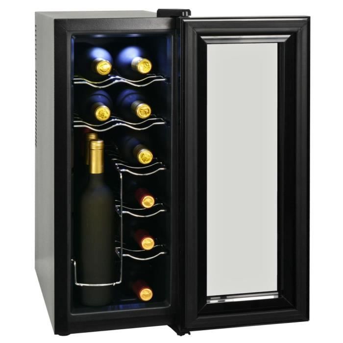 Cave à vin - 33 litres - 12 bouteilles - Refroidisseur à vin - Mini-réfrigérateur  - Minibar - Avec porte en verre - éclairage LE6 - Cdiscount Electroménager