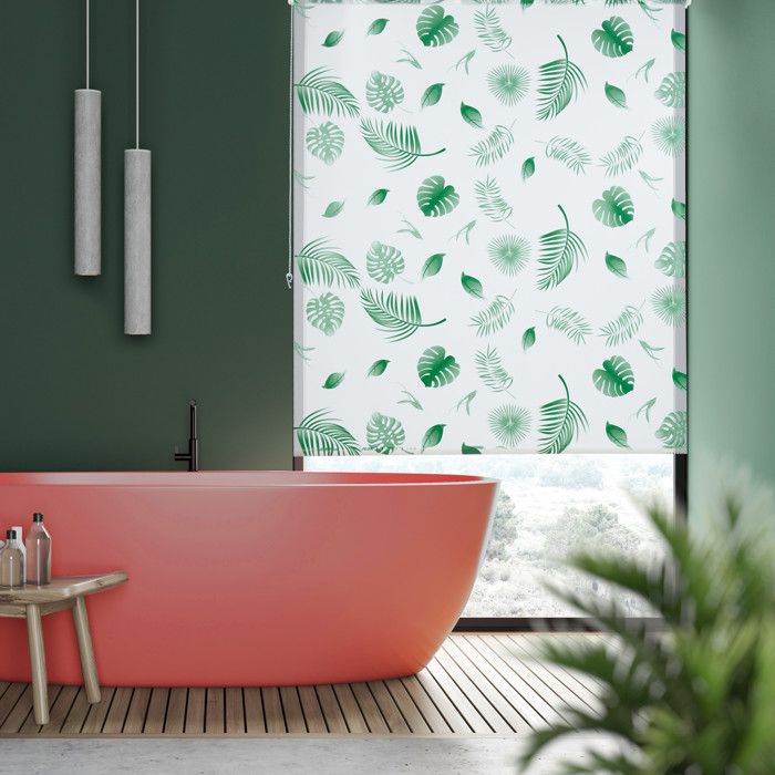 Store De Baignoire Feuilles Vert - Rideau de douche