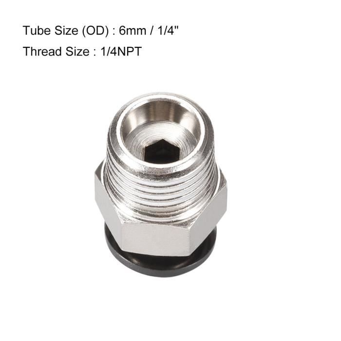Raccords Rapides Pour Tubes Pneumatiques - Lot De 8 - Filetage Mâle 1/8" G, Diamètre Tube 6 Mm - Laiton Et Plastique - 3