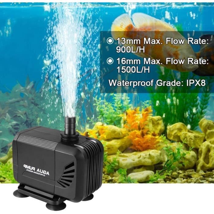 Pompe Eau Submersible Aquarium Ajustable 200L/H 3W Ultra-Silencieux USB  Etang