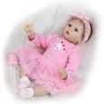 RUMOCOVO® Poupon Reborn Bébé Poupée Fille Nouveau-né en Silicone Réaliste Bebe Reborn Baby Dolls Rose Outfit Enfants Jouets 55 cm-3