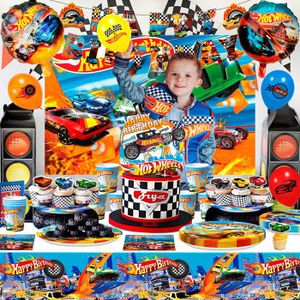 Ensemble Décoration Anniversaire Hot Wheels Garçon - 83 Pièces, Ballons, Vaisselle, Bannière
