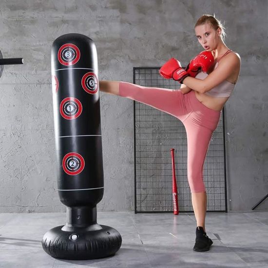 Sac De Frappe Sur Pied Gonflable 160cm - PVC Rouge Pour Karaté Boxe Taekwondo