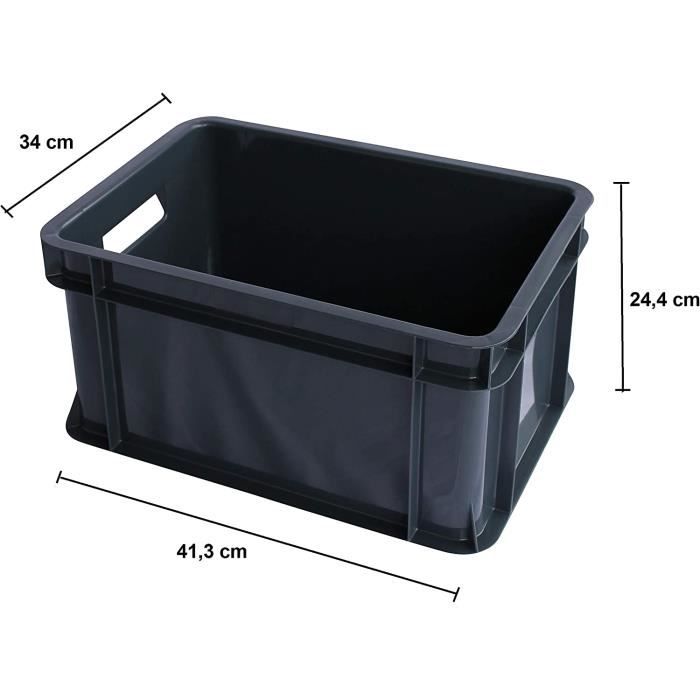 Caisse en plastique empilable 29L - 41,3x34x24,4cm, Anthracite ARTECSIS -  Caisse de Stockage - Bac de rangement - Organisation - Cdiscount Bricolage
