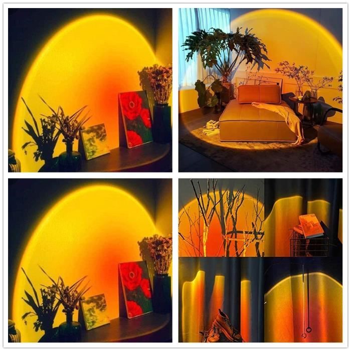 Lampe de coucher de soleil, lampe d'humeur visuelle romantique de  Projection de coucher de soleil, lumière de coucher de soleil alimentée par  USB pour la fête, la photographie, fond de maison, décor