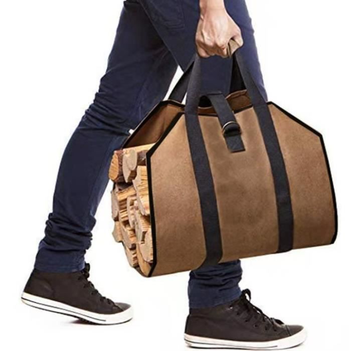 Grand sac de transport en toile pour bois de chauffage, porte bûches  d'intérieur portable résistant à l'usure (beige) : : Outils et  Bricolage