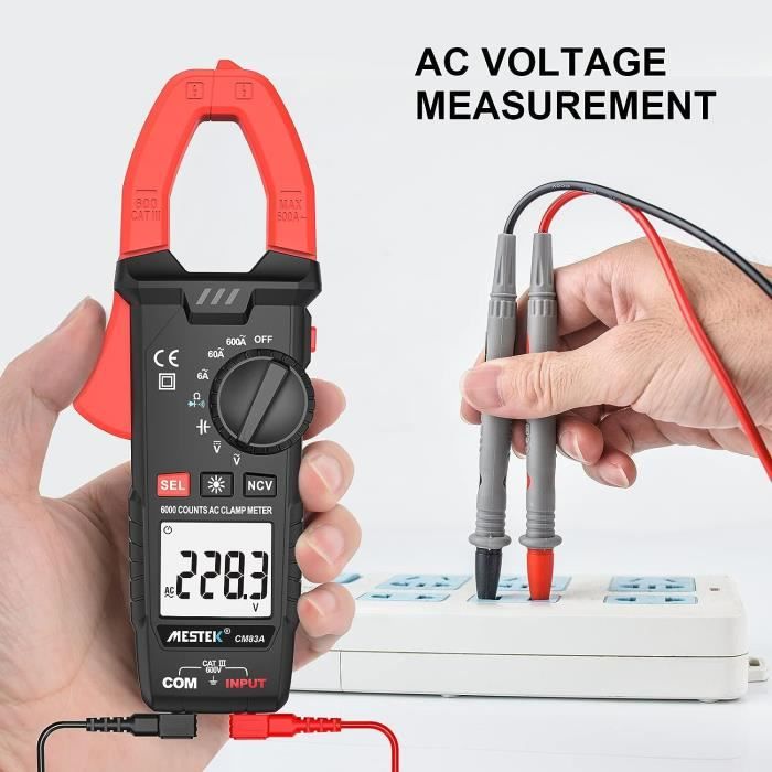 Ampèremètre-voltmètre de test électrique à pince numérique
