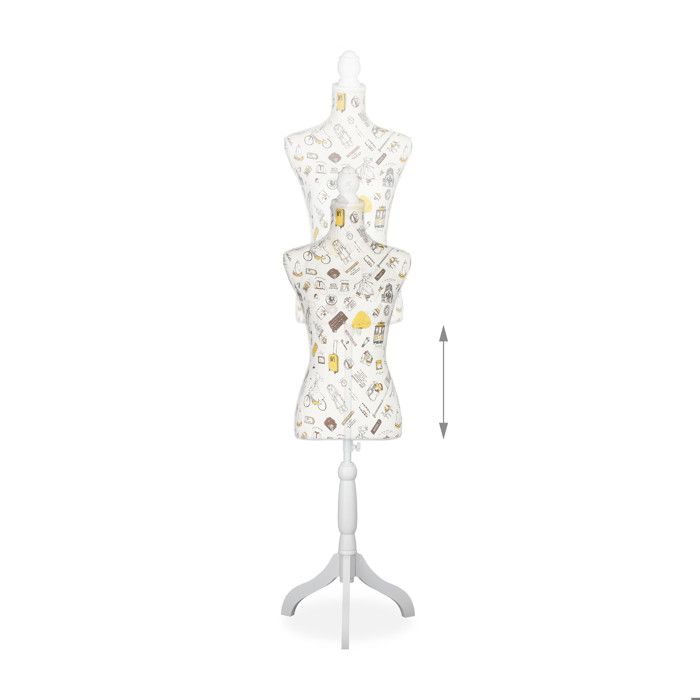 Mannequin De Couture Femme Relaxdays - Taille 36/38, Hauteur Réglable 160-175 Cm - Socle Bois, Design Urbain