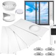 Joint de fenêtre pour climatiseur mobile, passage de fenêtre universel avec adaptateur 108-154cm, 4-in-1 Adapter + Regenschut TUYAU