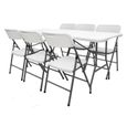 Meubles de jardin - Table de 180 cm 6 Chaises - Sièges pliants blanc imperméable-0