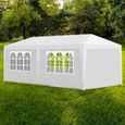 🍞9613Haute qualité- Tente Réception Pavillon Tonnelle de jardin - Tente Pavillon Jardin Extérieur Barnum Chapiteau 3 x 6 m Blanc-0