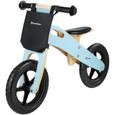 HyperMotion Draisienne Bois pour Enfant  Charge Max 35 Kg - Vélo d'Equilibre avec Siège Réglable - Léger 2,2kg - Roues 12" - Bleue-0