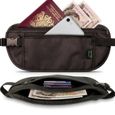 TD® Banane de voyage noir pour passeport billets documents personnel support rangement pratique sac à dos valise doublure banane-0