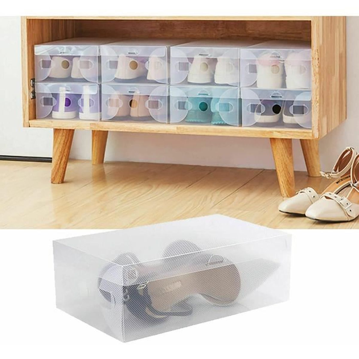 Lot de 36 boîtes de rangement plastique pour chaussures, avec Couvercle,  transparent, 33 x 23 x 12 cm acheter en ligne à bas prix