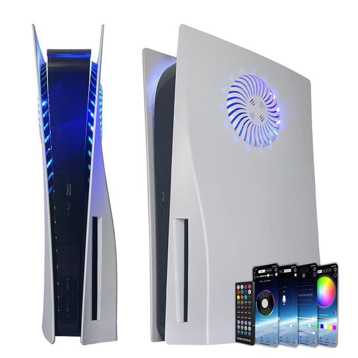 Façade LED RGB Pour PS5 Digital Edition - 400 Effets Lumineux - Noire