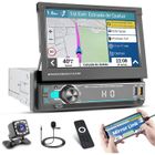 HIKITY Autoradio 1 Din 7" écran motorisé escamotable -Bluetooth,Mirror Link,FM,cmd volant,EQ,caméra recul,micro,USB/AUX