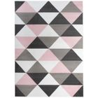 TAPISO Tapis Chambre Ado Poils Ras Pinky Rose Noir Triangles Polypropylène Intérieur 140x200 cm