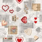 DOULITO Nappe Toile cirée au mètre - Largeur 140 cm - Amour - Gris